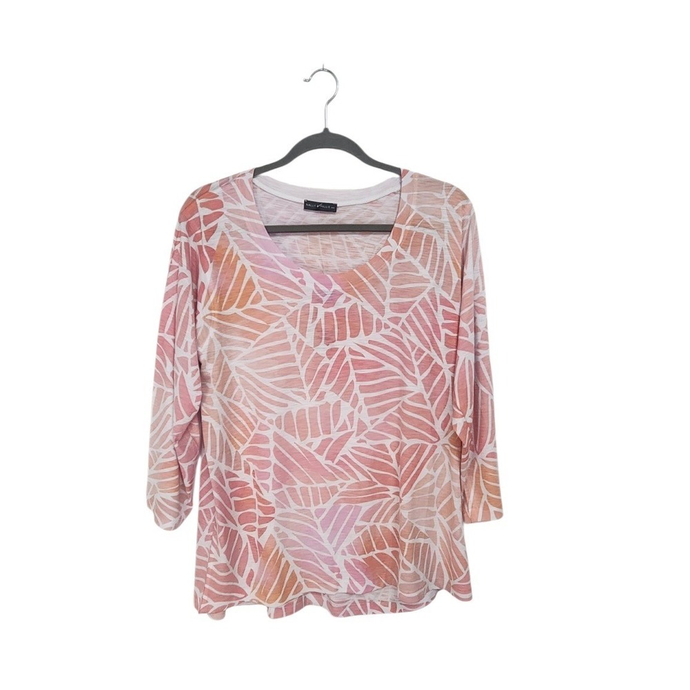 Nally & Millie 3/4 Sleeve Top Women Large Pink Orange NWT